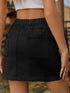 'Mariah' Elastic Waist Denim Skirt With Pockets - Celes Fashion